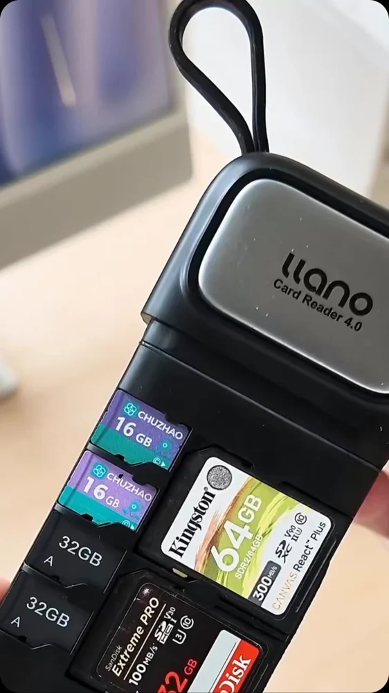 قارئ بطاقات سريع ومتعدد الاستخدامات!  قارئ بطاقات SD وTF عالي السرعة بواجهة USB Type-C، يدعم عدة بطاقات ويسهّل نقل الصور والفيديو والملفات