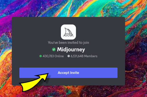 إتمام عملية الربط بين الأداه midjourney والمنصة Discord