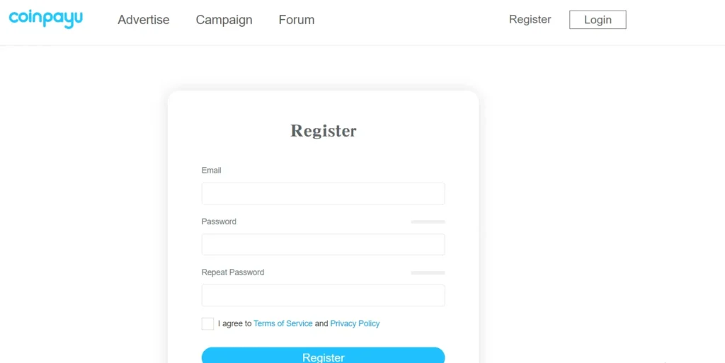 إنشاء حساب على موقع Coinpayu