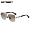 RoyalHot نظارات شمسية مستقطبة كلاسيكية للرجال، نظارة ذات إطار معدنية للقيادة، إكسسوارات تزيين للجنسين، اختيار مثالي للهدايا
