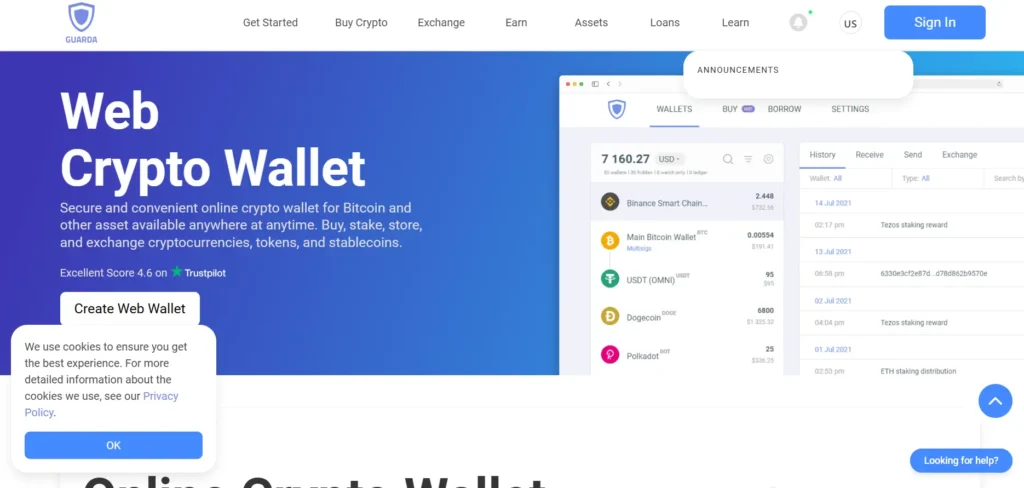 كيفية إنشاء محفظة Guarda Wallet