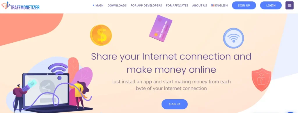 الربح من موقع TraffMonetizer