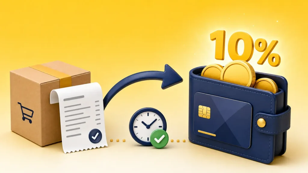 كاش باك نون 10% يضاف إلى رصيد الحساب