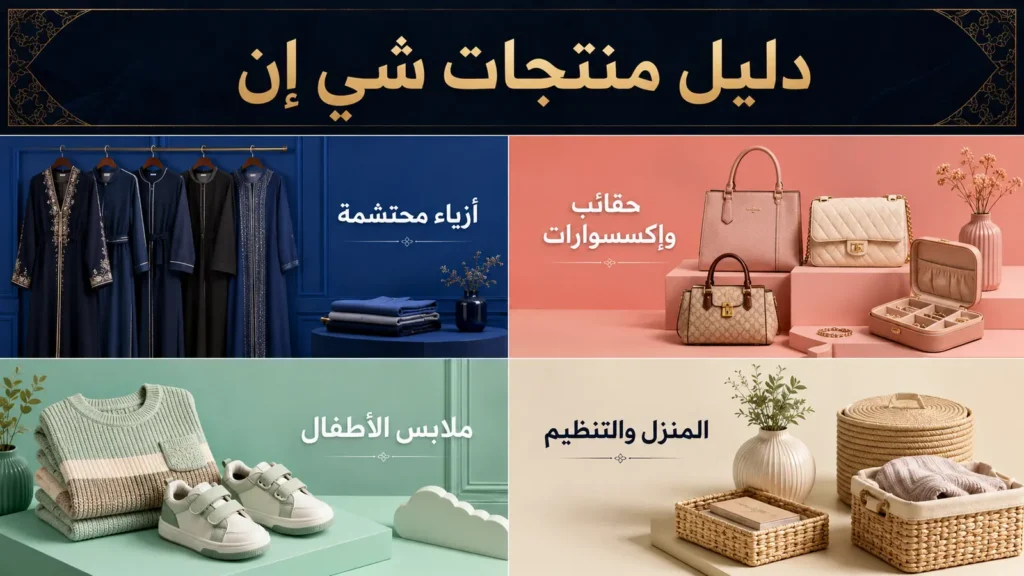 دليل أقسام شي إن للأزياء المحتشمة والإكسسوارات والأطفال وتنظيم المنزل