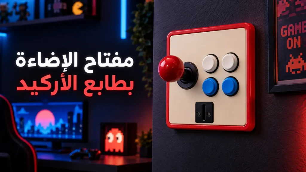 غطاء مفتاح الإضاءة بتصميم أركيد قديم داخل غرفة ألعاب