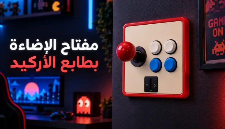غطاء مفتاح الإضاءة بتصميم أركيد قديم داخل غرفة ألعاب